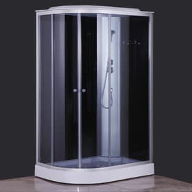 Душевая кабина Comforty 301R, серое стекло, задняя чёрная стеклянная панель, 120×80×215 см