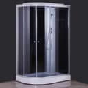 Душевая кабина Comforty 301R, серое стекло, задняя чёрная стеклянная панель, 120×80×215 см