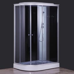 Душевая кабина Comforty 301R, серое стекло, задняя чёрная стеклянная панель, 120×80×215 см
