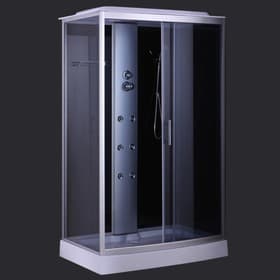 Душевая кабина Comforty 303, серое стекло, задняя чёрная стеклянная панель, 120×80×215 см