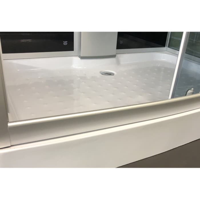 Душевая кабина Comforty 303, серое стекло, задняя чёрная стеклянная панель, 120×80×215 см