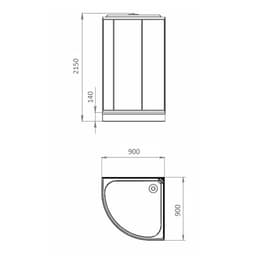 Душевая кабина Comforty 304WG, стекло крезет, задняя белая стеклянная панель, 90×90×215 см