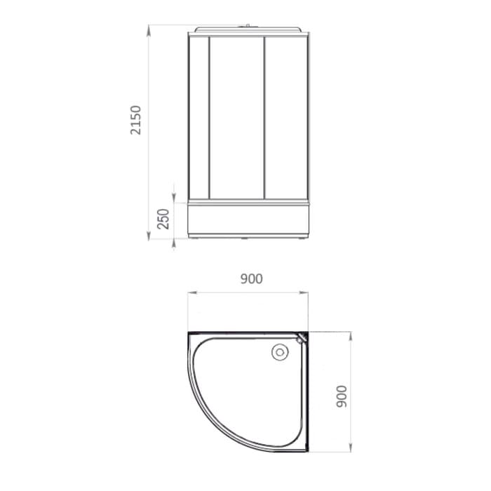 Душевая кабина Comforty 307WG, стекло крезет, задняя стеклянная панель крезет, 90×90×215 см