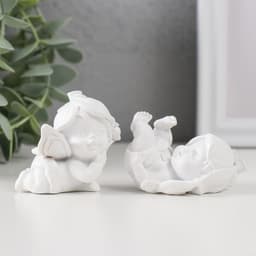 Фигурка полистоун «Малыш-ангел в шапочке из цветка», 5×4.5×5 см, МИКС