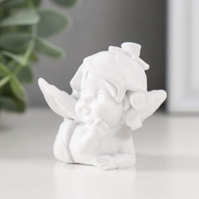 Фигурка полистоун «Малыш-ангел в шапочке из цветка», 5×4.5×5 см, МИКС