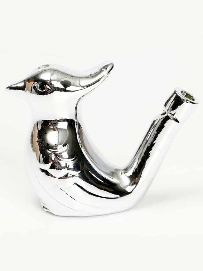 Свистулька керамическая птичка «Серебряная»