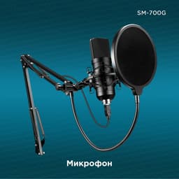Микрофон проводной Oklick SM-700G, USB, 18 000 Гц, провод 2.5 м, чёрный