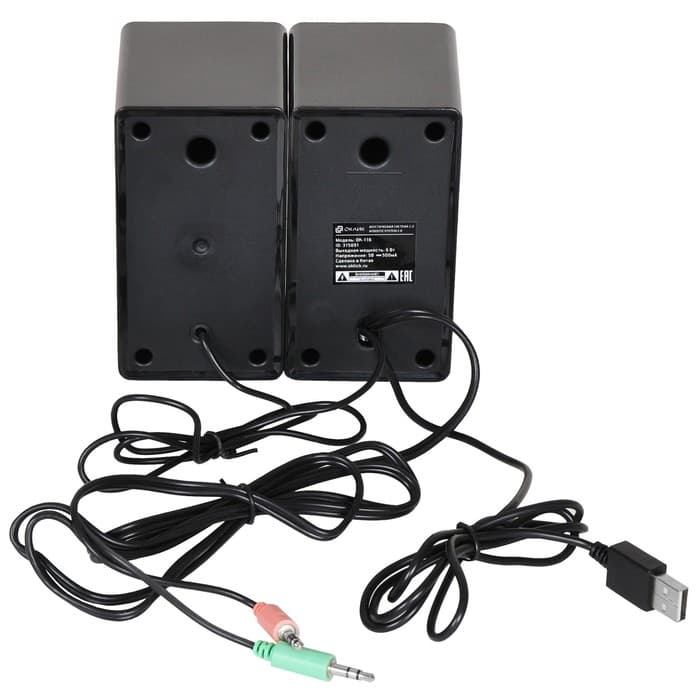 Колонки Oklick OK-116, формат акустики 2.0, 6 Вт, USB, чёрные