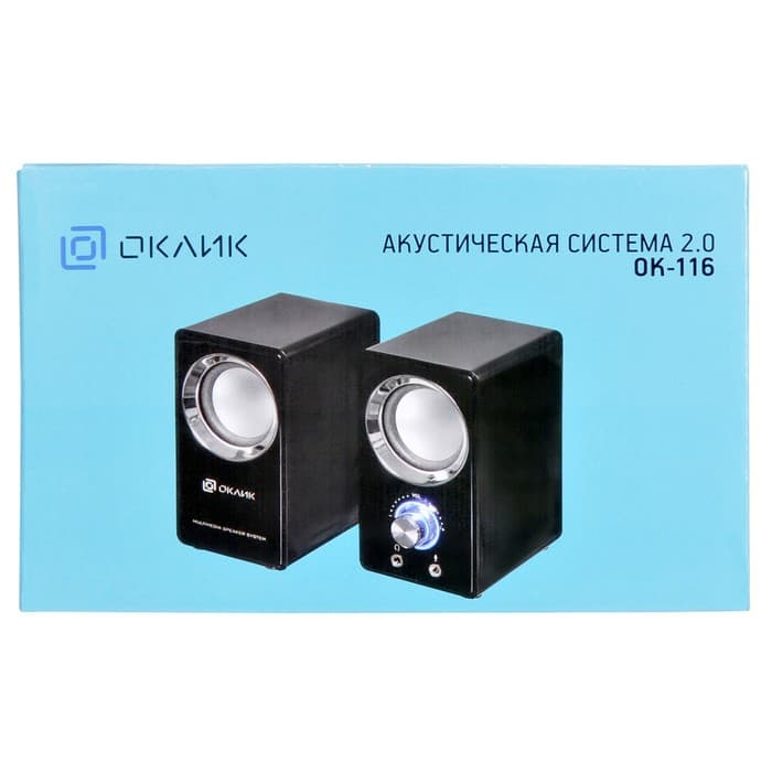 Колонки Oklick OK-116, формат акустики 2.0, 6 Вт, USB, чёрные