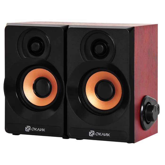 Колонки Oklick OK-161, формат акустики 2.0, 6 Вт, USB, МДФ, чёрный/вишня