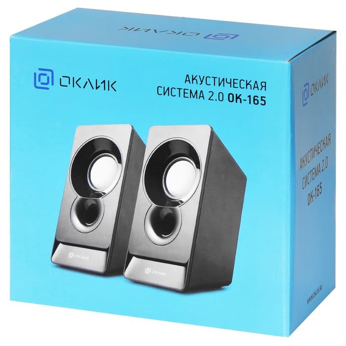 Колонки Oklick OK-165, формат акустики 2.0, 6 Вт, USB, чёрные