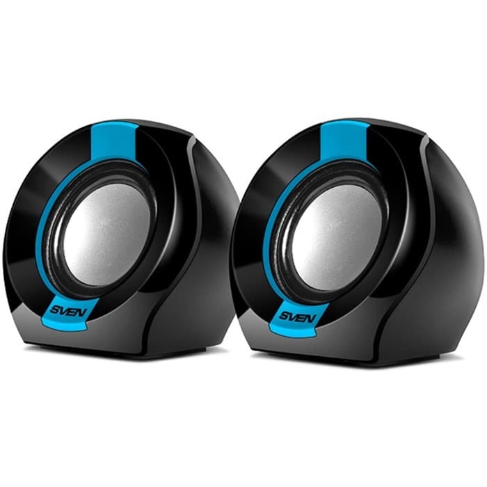 Колонки Sven 150, формат акустики 2.0, 5 Вт, USB, чёрный/синий