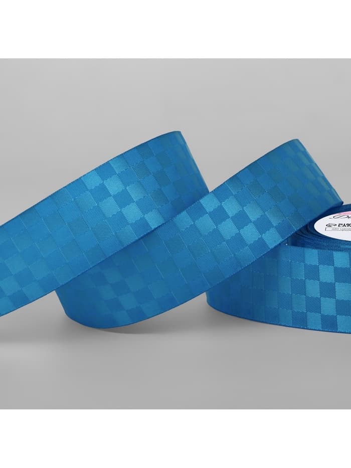 Лента декоративная «Квадраты», 25 мм, 9.1±0.5 м, ярко-голубая