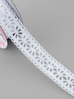 Лента декоративная, репсовая «Ажурные цветы», 25 мм, 9.1±0.5 м, белая