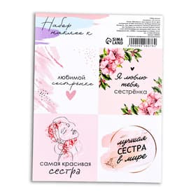Наклейки для цветов и подарков «Сестренке», 15×11.5 см