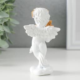 Фигурка полистоун «Белоснежный ангел с тортом украшенным розочками», 6×4.5×11 см