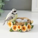Фигурка полистоун «Синичка в гнезде, с цветами», 11×8×7 см