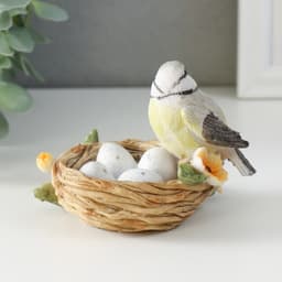 Фигурка полистоун «Синичка в гнезде, с цветами», 11×8×7 см