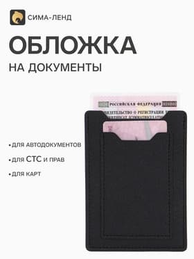 Обложка для автодокументов, СТС и права, 9×0.3×12.5 см, чёрная