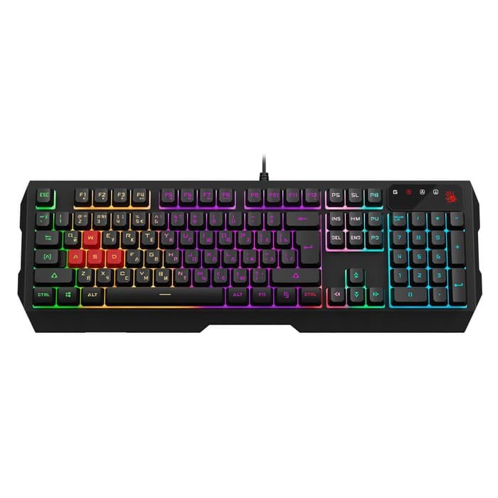 Клавиатура A4Tech Bloody B140N, игровая, USB, Multimedia, подсветка, подставка для запястий, чёрная