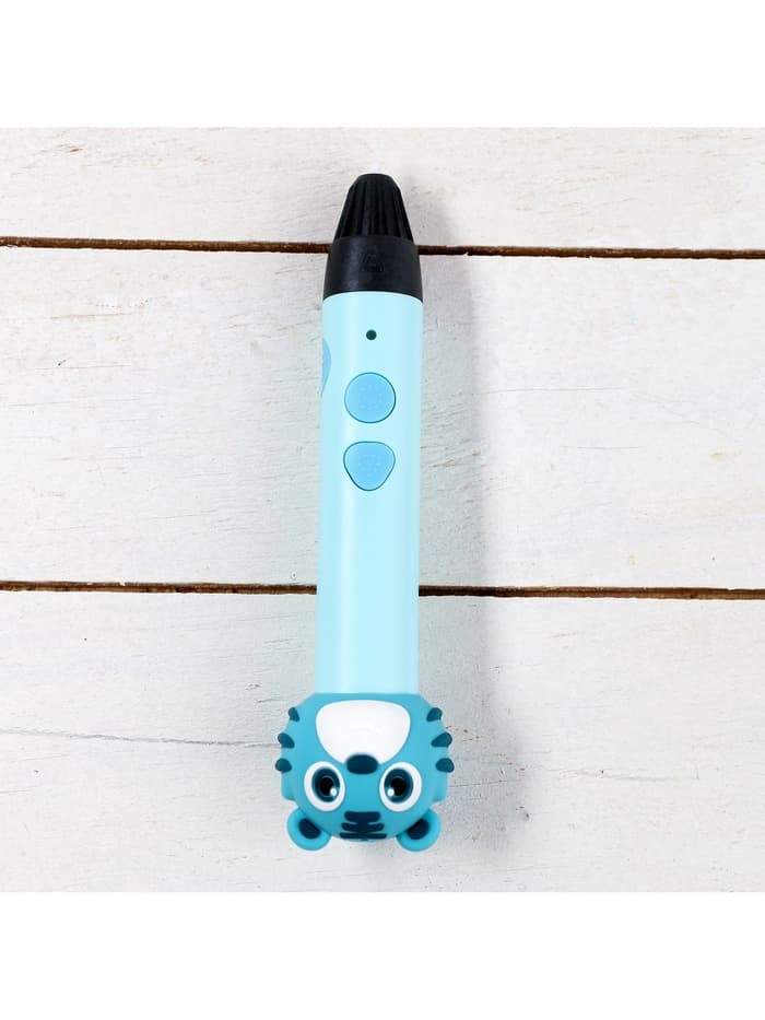 3D ручка Тигрёнок, работа с пластиком PLA, USB кабель питания, голубая
