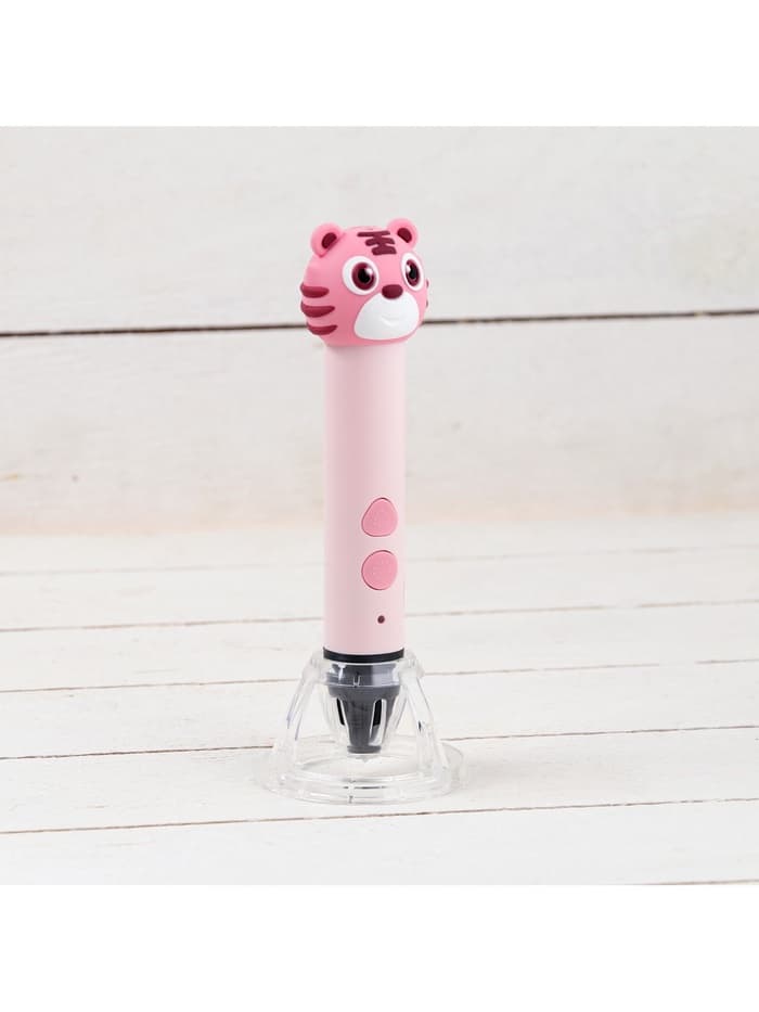 3D ручка Тигрёнок, работа с пластиком PLA, USB кабель питания, розовая