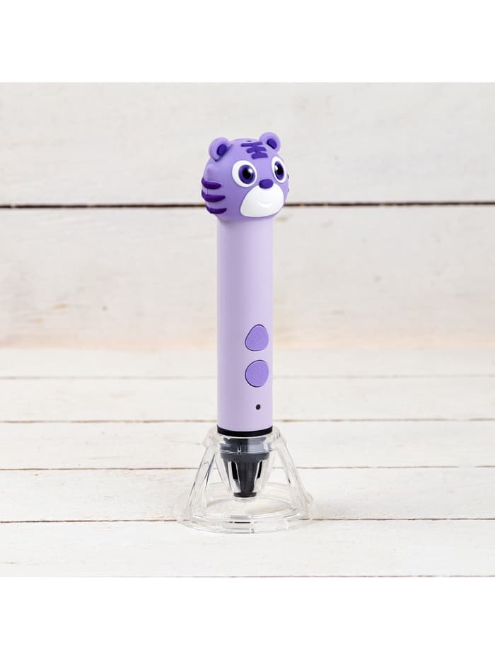 3D ручка Тигрёнок, работа с пластиком PLA, USB кабель питания, фиолетовая