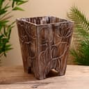 Кашпо «Цветы», 24×24×30 см, дерево албезия, коричневое