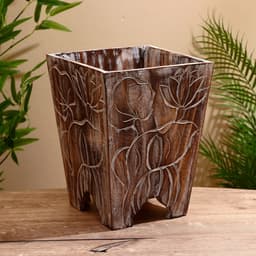 Кашпо «Цветы», 24×24×30 см, дерево албезия, коричневое
