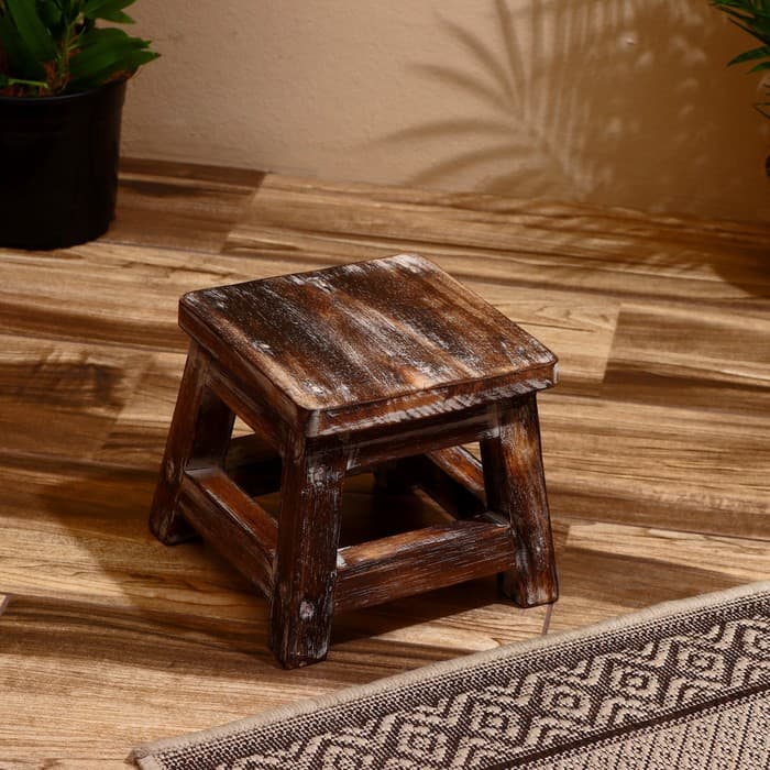 Табурет, 21×21×18 см, дерево албезия, коричневый