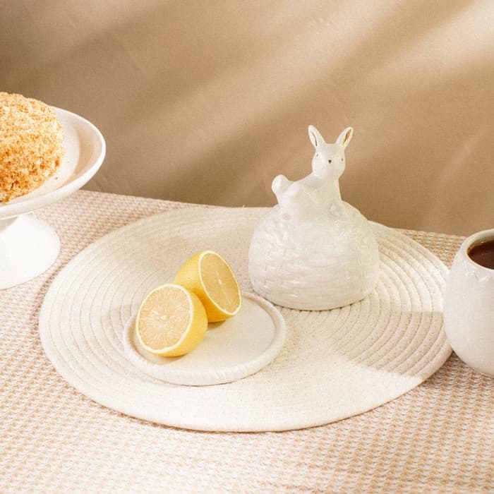 Лимонница SL Home «Пасхальные кролики», 14×14.5 см, доломит, белая