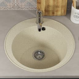 Мойка кухонная из камня Uperwood ECON UPD-405, 002, круглая, цвет 002 бежевая матовая