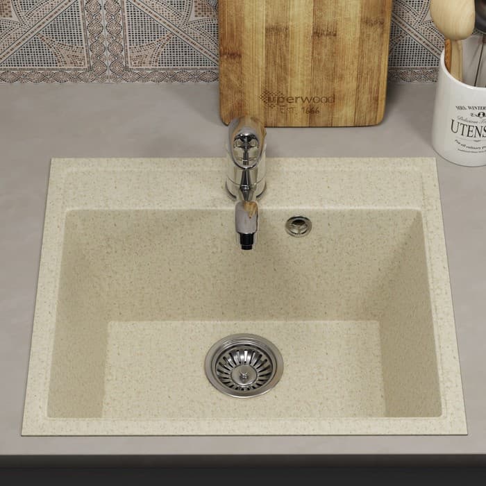 Мойка кухонная из камня Uperwood ECON UPD-408, 002, прямоугольная, цвет 002 бежевая матовая