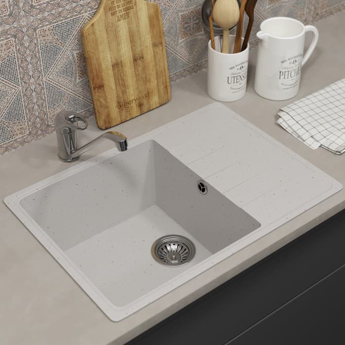 Мойка кухонная из камня Uperwood ECON UPd=506, 001, прямоугольная, цвет 001 белая матовая