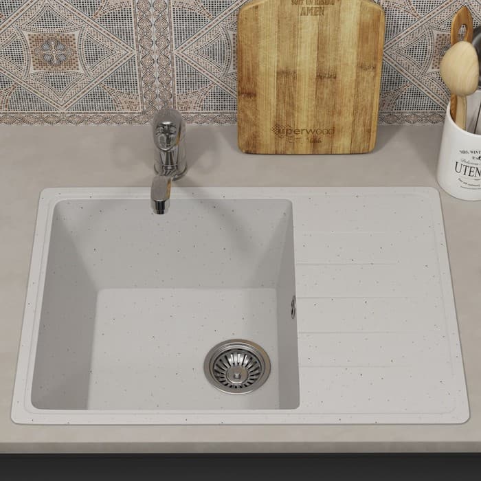 Мойка кухонная из камня Uperwood ECON UPd=506, 001, прямоугольная, цвет 001 белая матовая