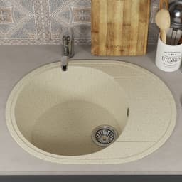Мойка кухонная из камня Uperwood ECON UPD-107, 002, овальная, цвет 002 бежевая матовая