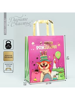 Пакет подарочный, упаковка, «С Днём рождения!», ML 23×27×11.5 см
