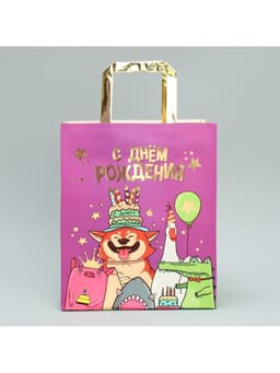 Пакет подарочный, упаковка, «С Днём рождения!», ML 23×27×11.5 см
