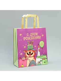 Пакет подарочный, упаковка, «С Днём рождения!», ML 23×27×11.5 см