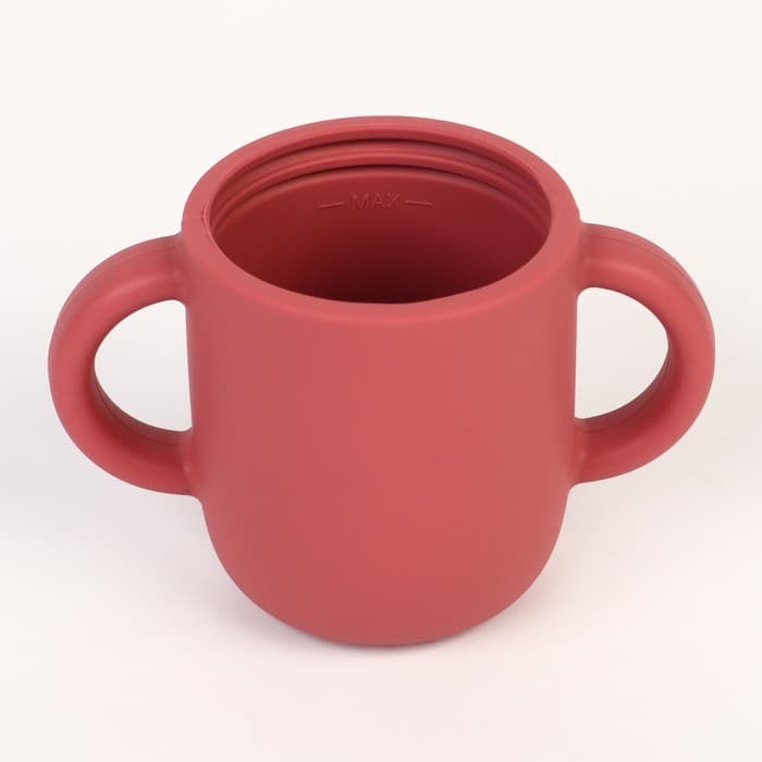 Поильник детский M&B «Try again» с трубочкой, силиконовый, от 5 мес., 200 мл., с ручками, цвет вишневый