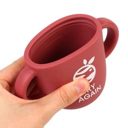 Поильник детский M&B «Try again» с трубочкой, силиконовый, от 5 мес., 200 мл., с ручками, цвет вишневый