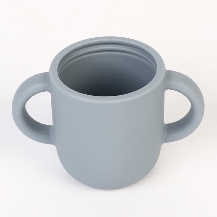 Поильник детский M&B «Try again» с трубочкой, силиконовый, от 5 мес., 200 мл., с ручками, цвет серый