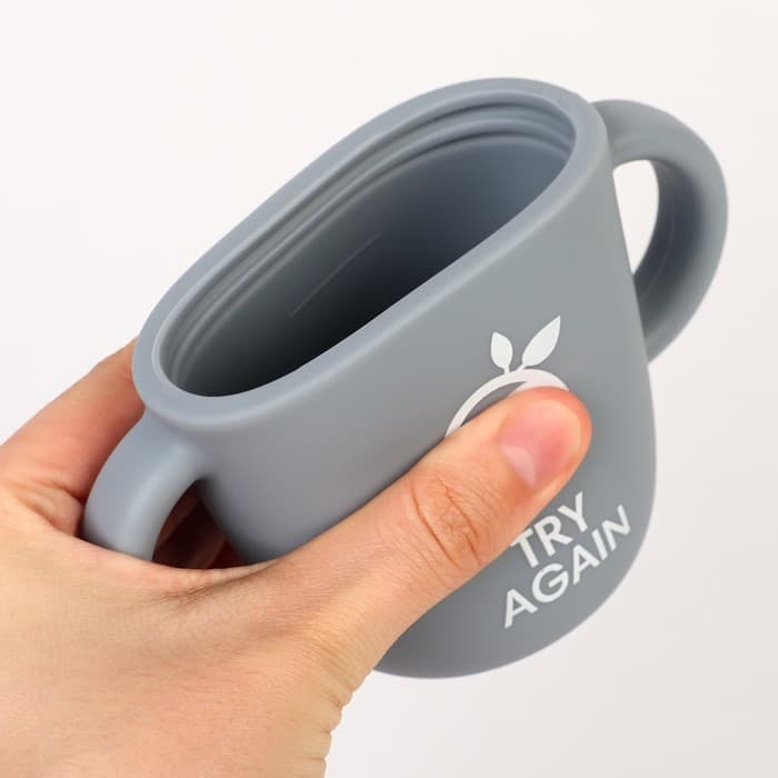 Поильник детский M&B «Try again» с трубочкой, силиконовый, от 5 мес., 200 мл., с ручками, цвет серый