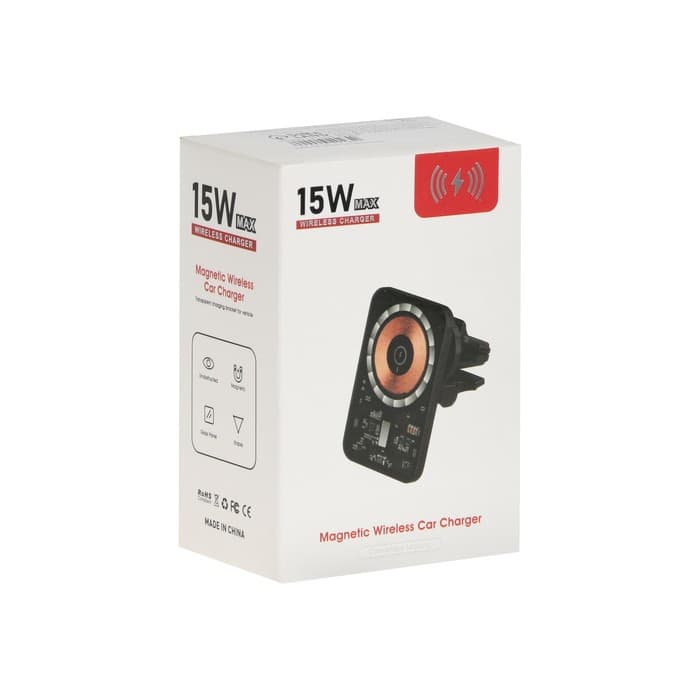 Автомобильный держатель с беспроводной зарядкой i13, 15 Вт, Type-C, 2 А, 1 м, поддержка MagSafe, чёрное