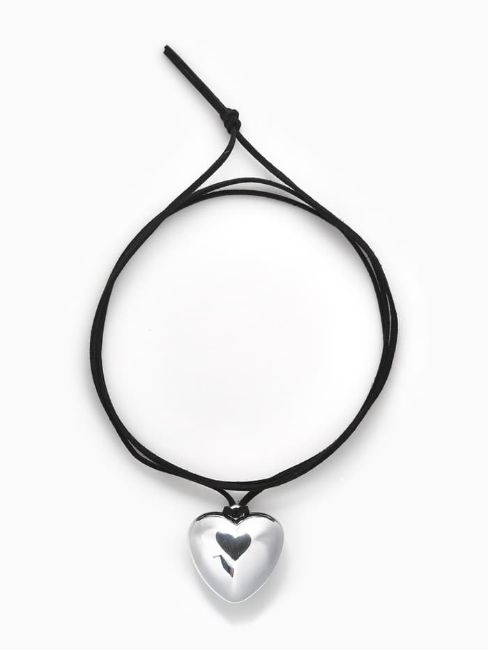 Чокер «Сердце», крупное, металлик, чёрный в серебре, 60 см
