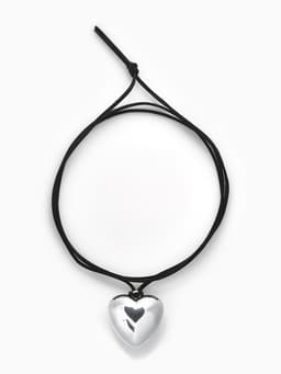 Чокер «Сердце», крупное, металлик, чёрный в серебре, 60 см