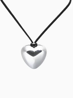 Чокер «Сердце», крупное, металлик, чёрный в серебре, 60 см