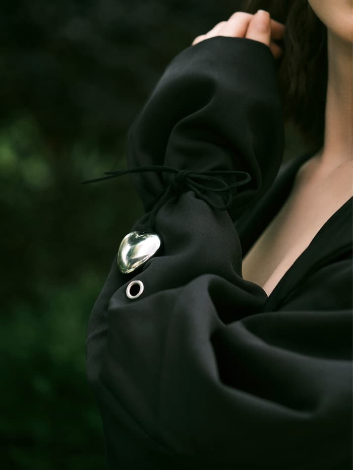 Чокер «Сердце», крупное, металлик, чёрный в серебре, 60 см