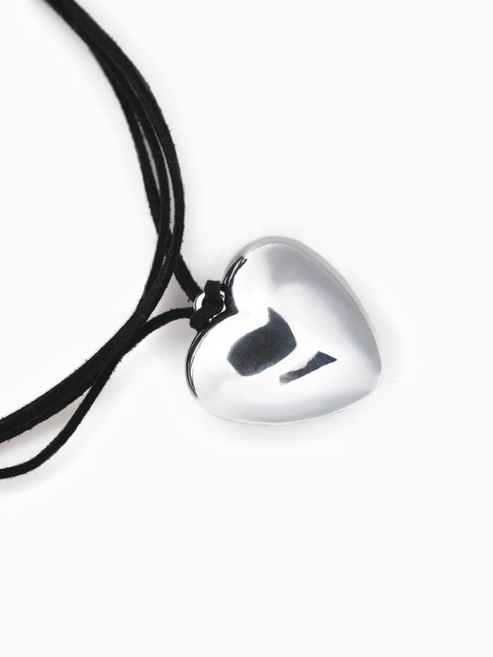 Чокер «Сердце», крупное, металлик, чёрный в серебре, 60 см