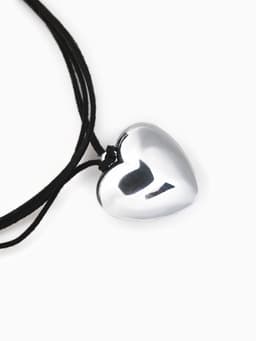 Чокер «Сердце», крупное, металлик, чёрный в серебре, 60 см